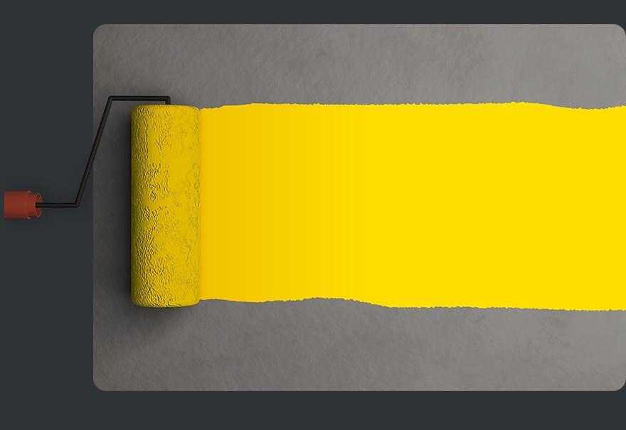 żółta farba na wałku